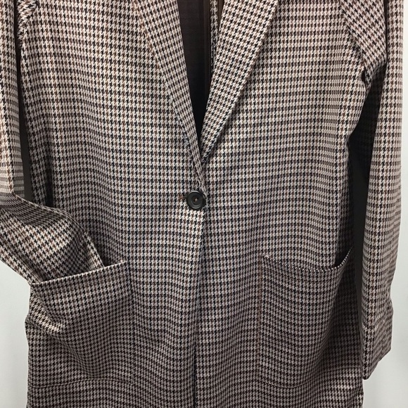 Philosophy ivory/ brown/slate houndstooth one button long blazer. Small. NWT - Picture 5 of 9